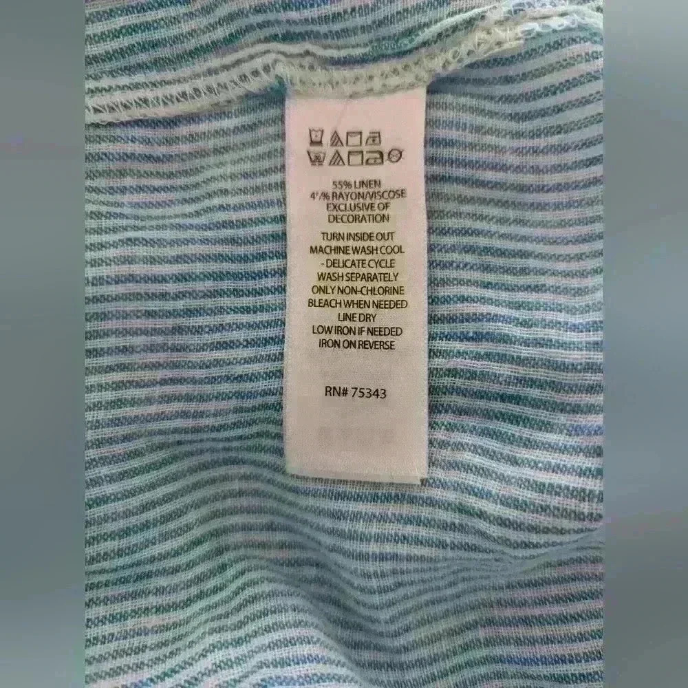 Tahari Women's Blue Striped Semi-Sheer Dress Cover-Up Size Medium Tassel Hem - Picture 7 of 12